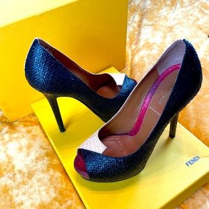 One of a kind leather, Fendi, “Allegra” stilettos.